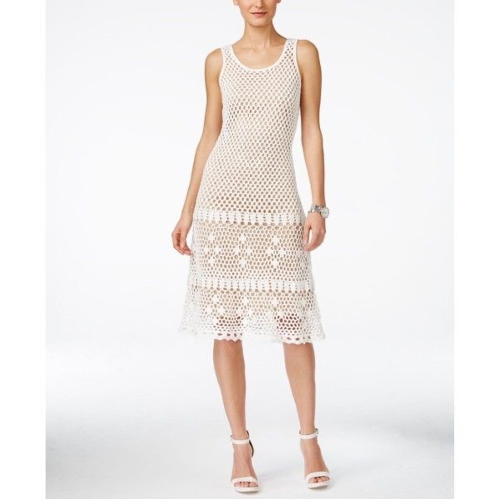 Michael Kors White tan Crotchet Dress